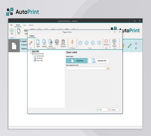 Configuratiescherm van AutoPrint voor het instellen van een triggermap, bestandscontrole en automatische verwerking van Excel-bestanden