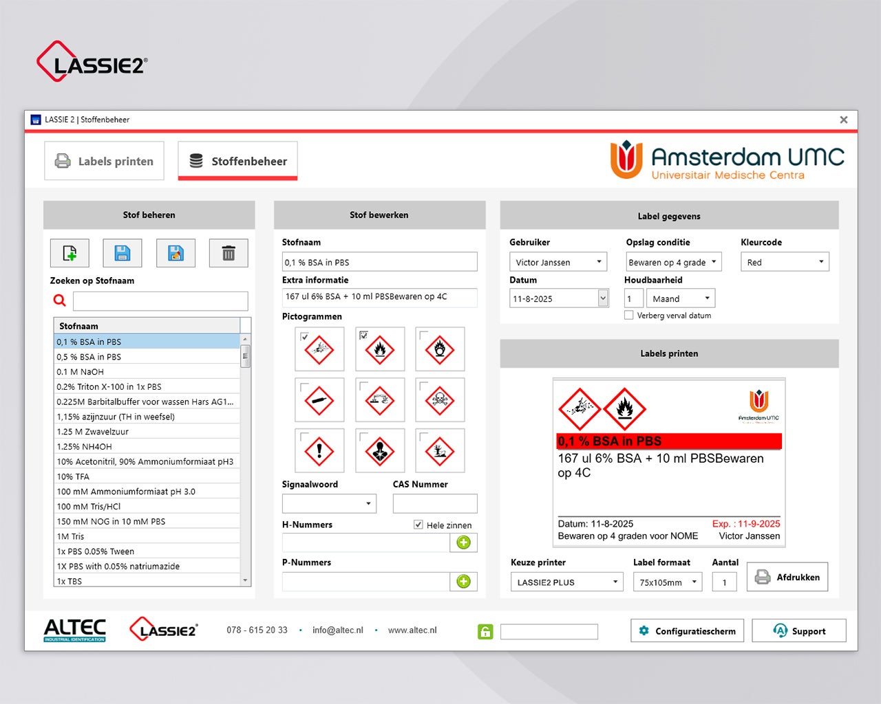LASSIE2 stoffenbeheer voor het beheren van gevaarlijke stoffen, GHS-pictogrammen en labelgegevens in één centrale database