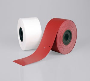 Rollen tags met controlestrook in rood en wit