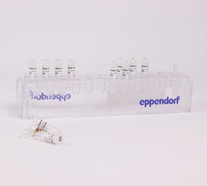 Full-color cryogenic epjeslabels aangebracht op epjes in transparant buisjesrek