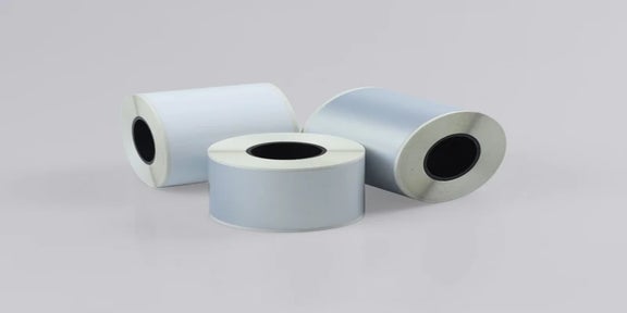 Zilveren Industrial polyester labels op rol