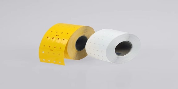 A310 Wire tags op rol in geel en wit voor draadcodering