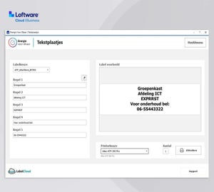 Loftware Cloud Business applicatie voor het ontwerpen en afdrukken van tekstplaatjes met variabele identificatiegegevens
