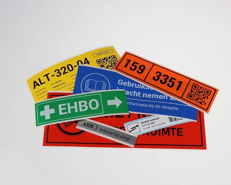 Industrial vinyl labels in verschillende kleuren voor signalering en identificatie