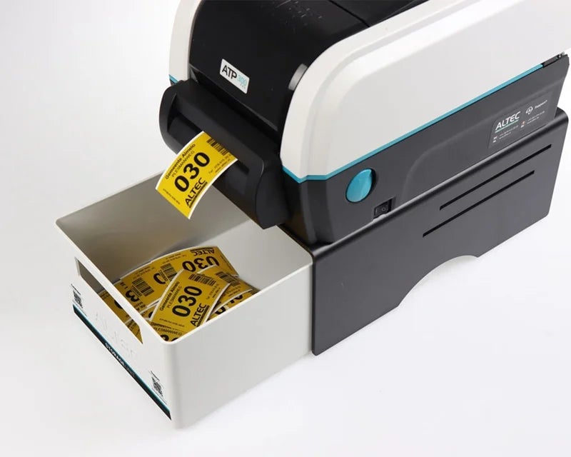 ATP Storage Unit als opvangbak waarin geprinte labels netjes worden opgevangen tijdens het printen