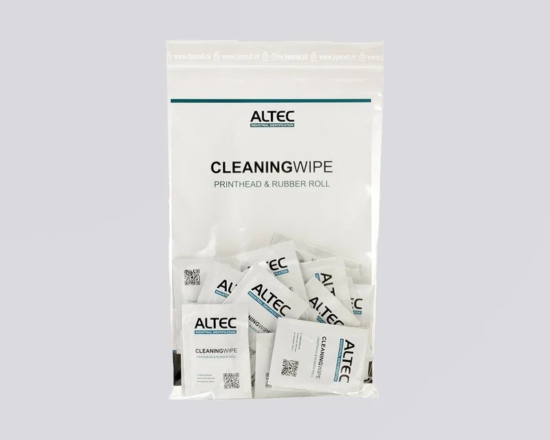 Verpakking met cleaning wipes voor het reinigen van printkoppen en rubberrollen van labelprinters