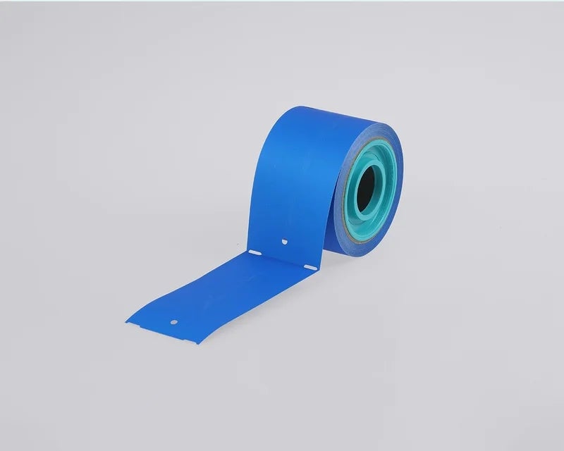 Blauwe rol metal detectable tags met metalen deeltjes