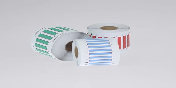 A332 ADSC Sleeves op rol in groen, blauw en rood voor draadcodering