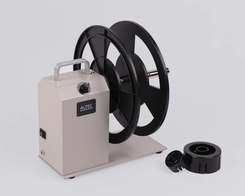 Externe label rewinder voor het automatisch oprollen van geprinte labels