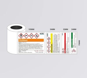 Rol met GHS labels waaruit je meerdere afmetingen kan printen