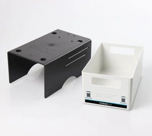 ATP Storage Unit bestaande uit een stevige houder en uitneembare opbergbak voor labels, verbruiksartikelen en accessoires