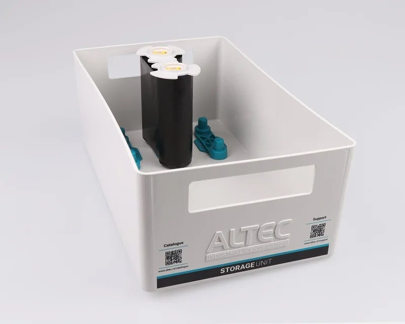 Inktfolie rolhouder met inktfolierol opgeborgen in een Altec Storage Unit