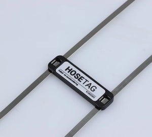Zwarte HoseTag met RVS kabelbandjes voor bevestiging