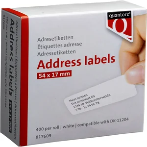 Labeletiket Quantore DK-11204 17x54mm wit 400 stuk