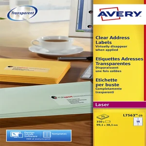 Etiket Avery L7563-25 99.1x38.1mm transparant mat