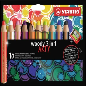 Kleurpotloden STABILO 880 woody 3 in 1 Arty incl s