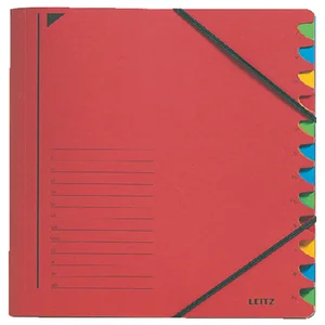 Sorteermap Leitz 12 tabbladen karton rood