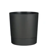 Plantenpot Mica Coco met schotel rond hoogte 23,5 Ø22,5 cm antraciet