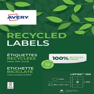 Etiket Avery LR7165-100 99.1x67.7mm recycled wit 8