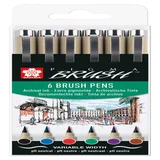 Brushpen Sakura Pigma Brush set à 6 stuks zwart