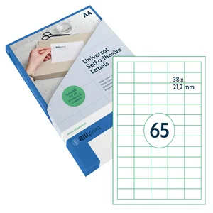Etiket Rillprint 38x21.2mm mat transparant 1625 st