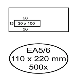 Envelop Quantore 110x220mm venster 3x10cm links ze