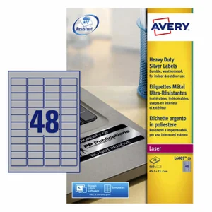 Etiket Avery L6009-20 45.7x21.2mm zilver 960 stuks