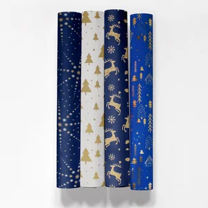 DULA kerst inpakpapier - 1,5mx70cm - Midnight Blue X-mas