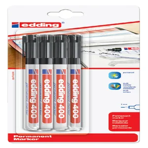 Viltstift edding 400 rond 1mm zwart blister à 4 st