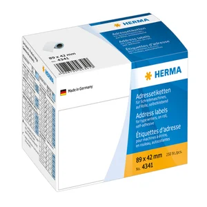 Etiket HERMA adres 4341 89x42mm op rol wit 250 stu