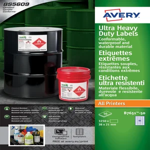 Etiket Avery B7651-50 38x21mm polyethyleen wit 325