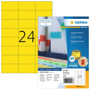 Etiket HERMA 4406 70x37mm geel 2400 stuks