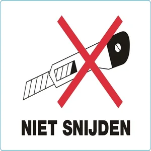 Waarschuwingsetiket IEZZY niet snijden 105x74mm 50