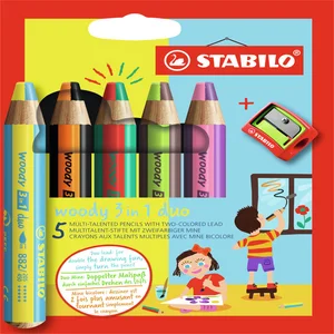Kleurpotloden STABILO 882 woody 3 in 1 duo puntens