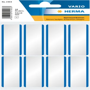 Naambadge etiket HERMA 1903 54x19mm wit/blauw 16 s