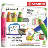 Whiteboardpotlood STABILO MARKdry etui à 4 neon kleuren