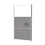 Scheidingswand MAUL akoestiek 100x180 2xdonker- 1xwhiteboard alum.frame op voet