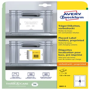 Positioneeretiket Avery 8001 120x80mm bedrukt 20 s