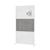 Scheidingswand MAUL akoestiek 100x180 2x licht- 1x donkergrijs wit frame op voet