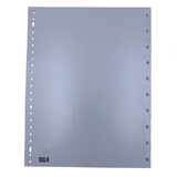 DULA Plastic tabbladen 1 tot 10 Grijs - Genummerd - 23 rings A4