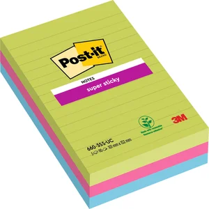 Memoblok Post-it 660 Super Sticky 102x152mm lijn r