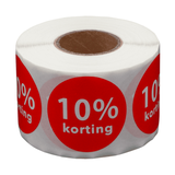 DULA Etiketten rond 10% korting 35mm - 500 stickers op rol - kortingsstickers