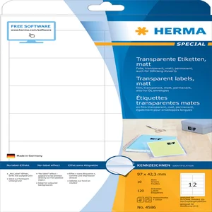 Etiket HERMA 4586 97x42.3mm weerbestendig transpar