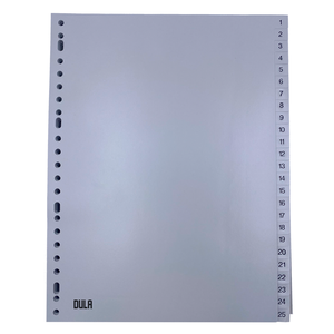 DULA Plastic tabbladen 1 tot 100 Grijs - Genummerd - 23 rings A4