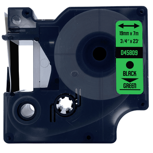 DULA - Dymo D1 45809 / S0720890 Zwart op groen 19mm x 7m