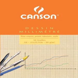 Millimeterpapier Canson bruingeel bedrukt 50vel 90