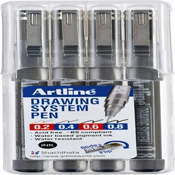Fineliner Artline technisch etui met 0.2-0.4-0.6-0