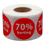 DULA Etiketten rond 70% korting 35mm - 500 stickers op rol - kortingsstickers