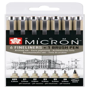 Fineliner Sakura Pigma Micron 6 schrijfbreedtes en