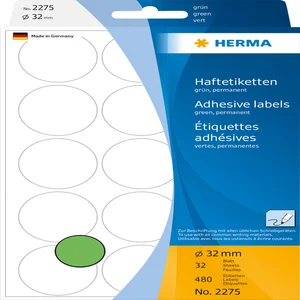 Etiket HERMA 2275 rond 32mm groen 480 stuks